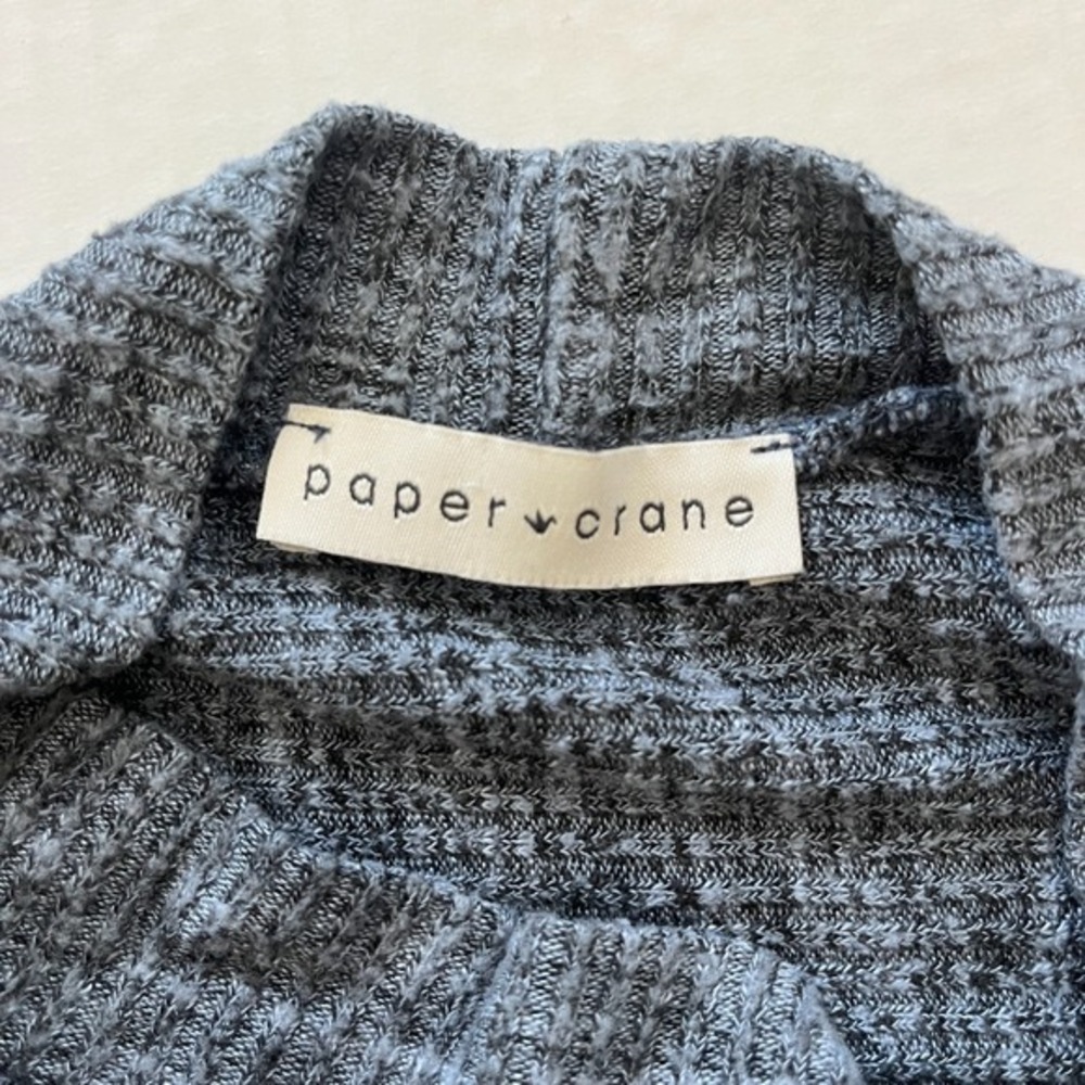 Paper Crane Womens Ribbed Knit Top Small High Low Hem Heathered Blue Cozy Casual - Picture 3 of 5
